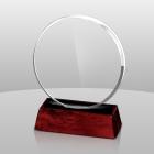 Clear Circle Acrylic Award with Rosewood Base