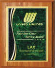 Oak Finish Plaque Award with Green Patina Plate