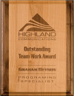 Red Alder Plus Plaque with Walnut Edge Laser Engraved