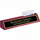 Rosewood Piano Finish Desk Wedge with Business Card Holder with engraved plate