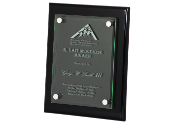 Black Floating Glass Piano Finish Plaque with engraving