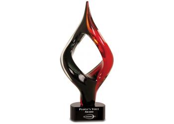Red and Black Twist Art Glass Award